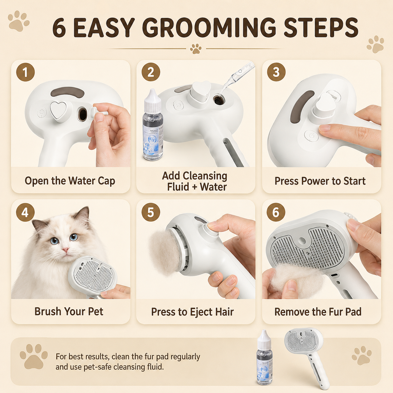 🐾65% OFF Today | 🐶2-in-1 Pet Grooming Brush + No-Rinse Serum Set