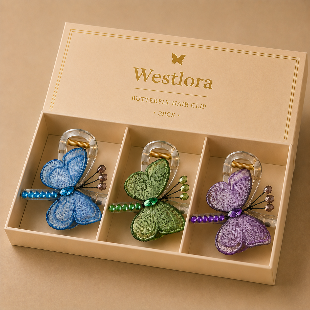 🦋 LAST DAY SALE 65% OFF ✨ Vintage Butterfly Embroidery Hair Clip – Handmade Elegant Hair Claw For Women