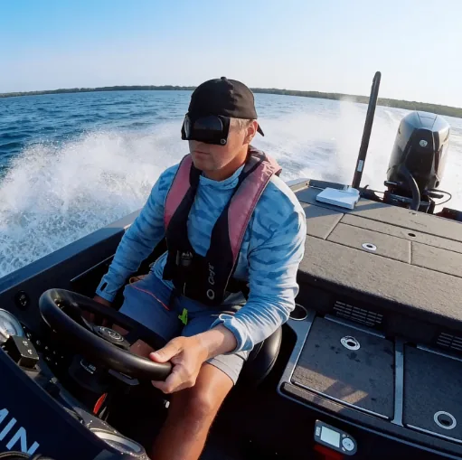 Boater wearing the goggle cap