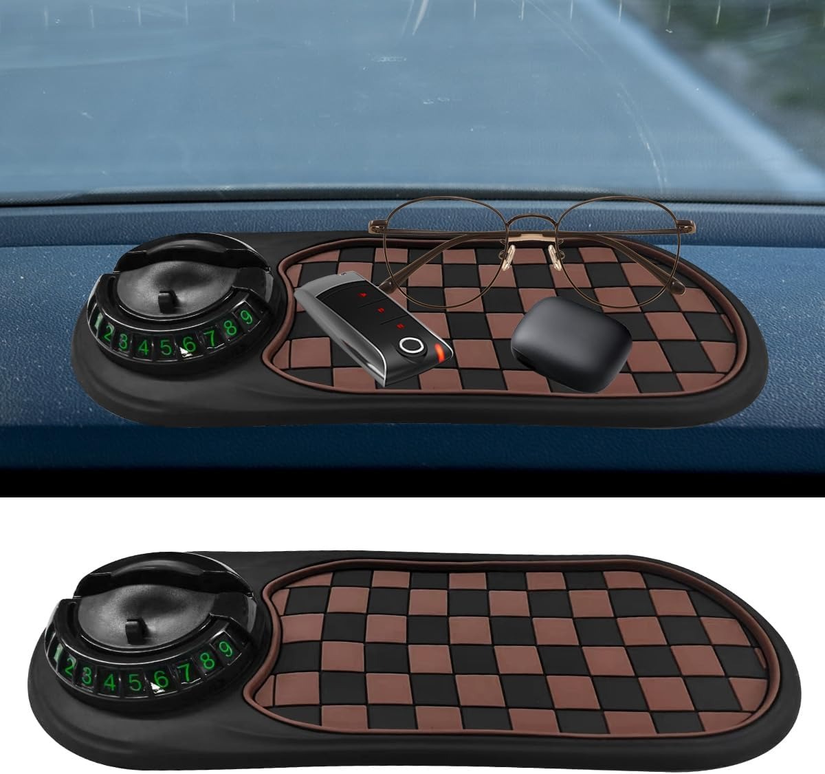 Save 65% Today – 🚗3-in-1 Car Dashboard Mat | Phone Holder & Anti-Slip Organizer