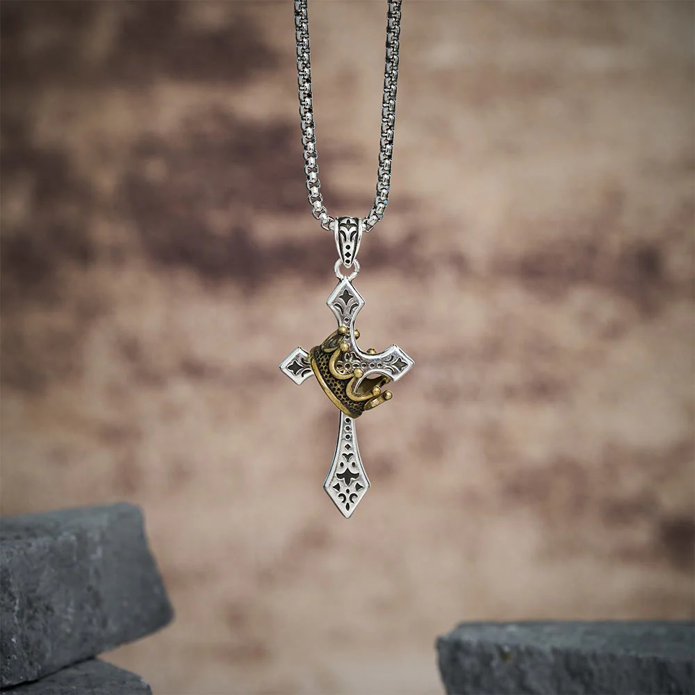 👑 Faith Necklace 70% OFF ✝️ Vintage Crown Cross Copper Pendant