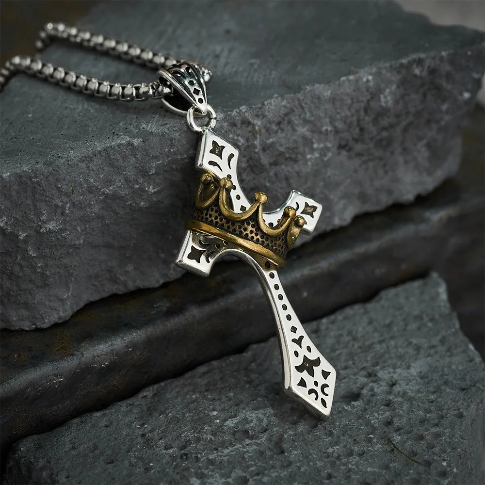 👑 Faith Necklace 70% OFF ✝️ Vintage Crown Cross Copper Pendant