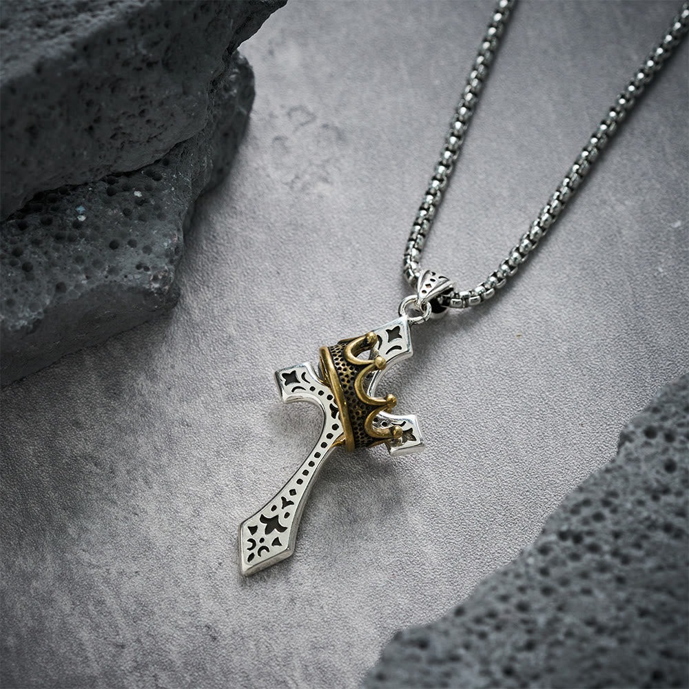 👑 Faith Necklace 70% OFF ✝️ Vintage Crown Cross Copper Pendant
