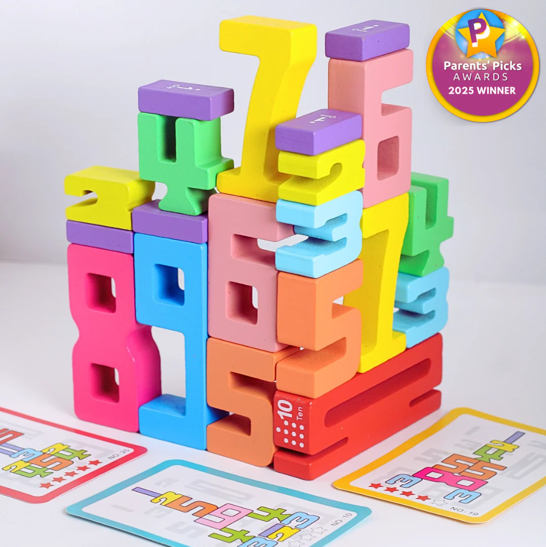 🌟 TallyTots Educational Wooden Blocks - Learn Numbers & Build Creativity🌈