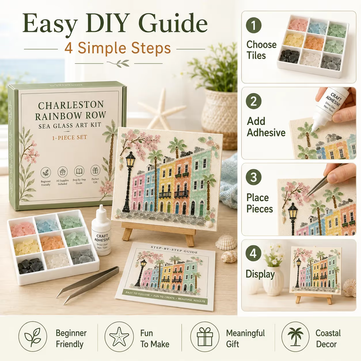 Sea glass art kit process, texture and included materials