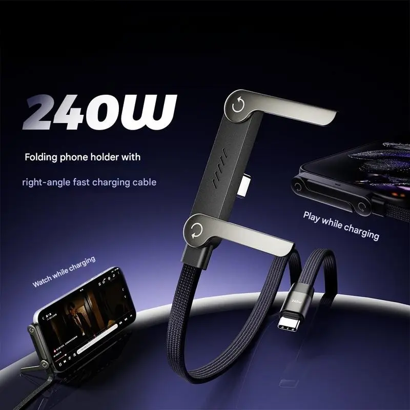 2-in-1 Invisible Holder Charger Cable with Stand - 240W Fast Charging