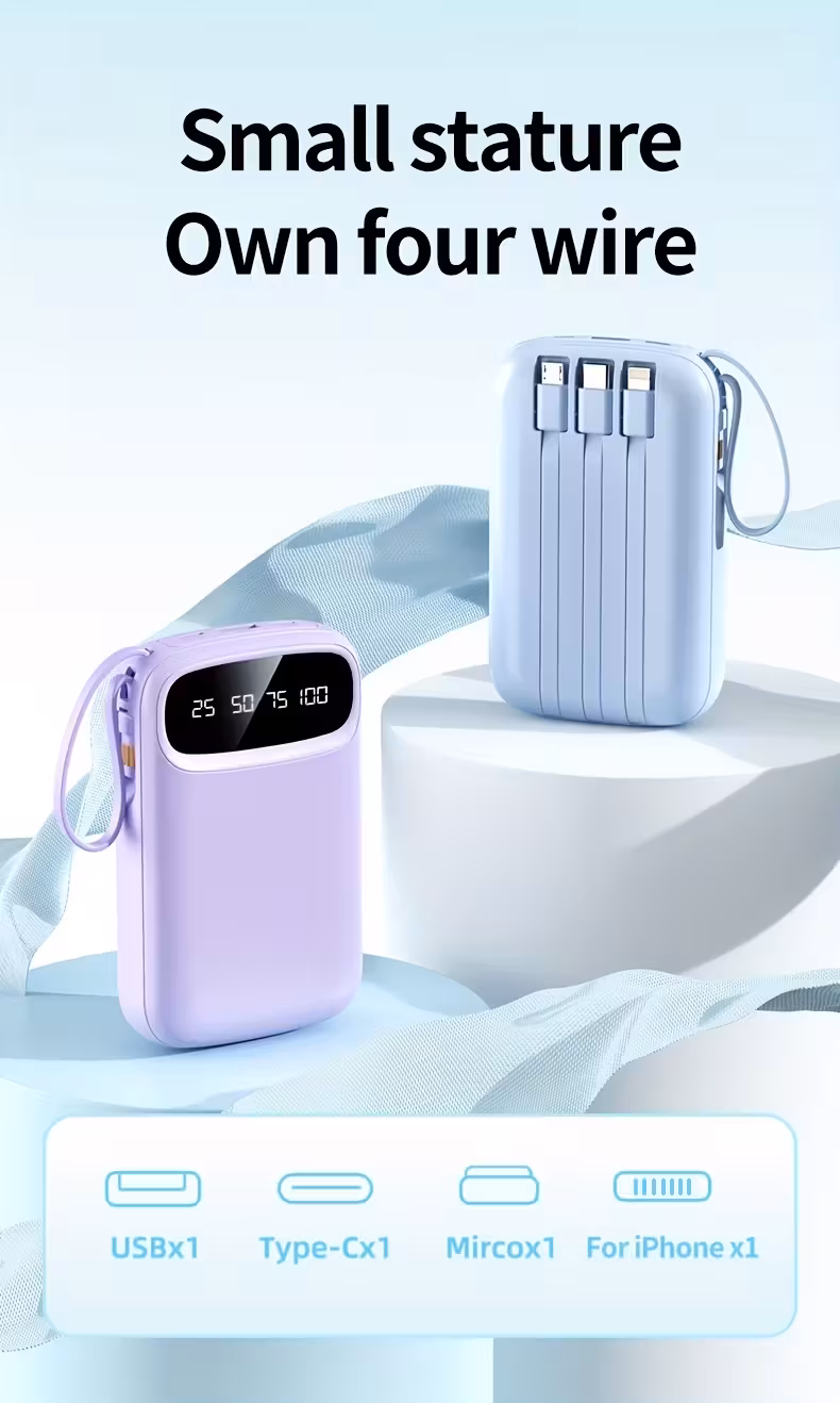 50000mah portable power bank   with   cables lanyard   display suitable for fast charging of mobile phones such as iphone     electronic products outdoor portable emergency power backup battery pack gift Product details 2
