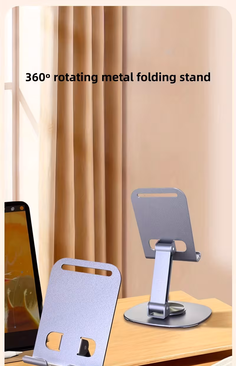 aluminum alloy phone stand waterproof 360 rotating desk mount with   adjustable foldable design for office and bedstand use Product details 0