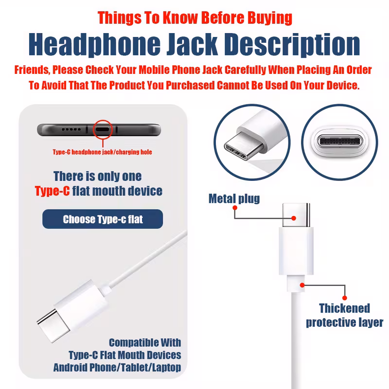 yuaovcq type c     wired earphones in ear headphones for mobile phones gaming earbuds with call noise cancellation high   powerful   colorful call stereo earphones suitable as a gift for men and women Product details 0