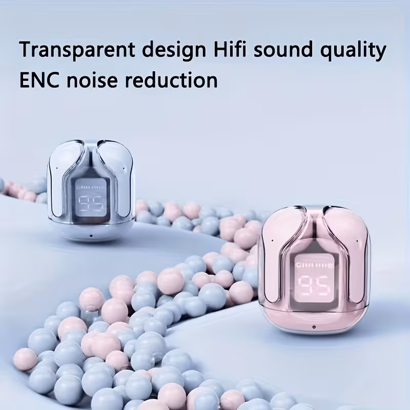   tws hi fi stereo wireless earbuds in ear sports gaming headphones with voice call noise reduction in ear earbuds with charging and led   music lovers for iphone for   perfect gift for women Product details 4