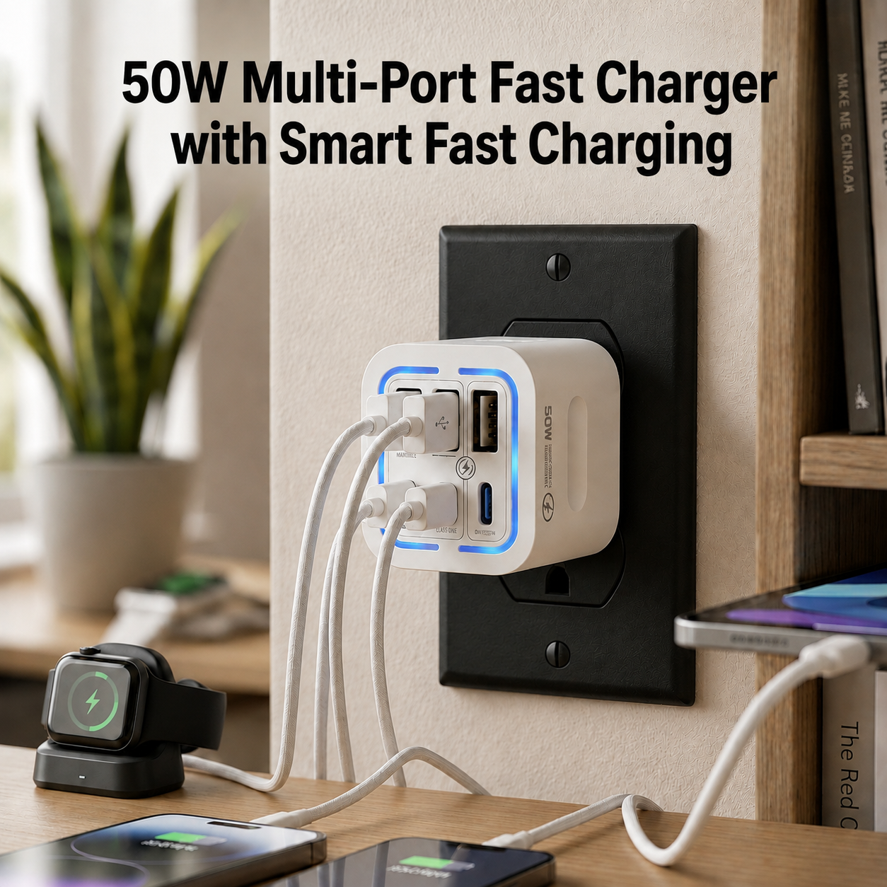 🔥 70% OFF Today 🔋 50W Multi-Port Fast Charger with Smart Fast Charging