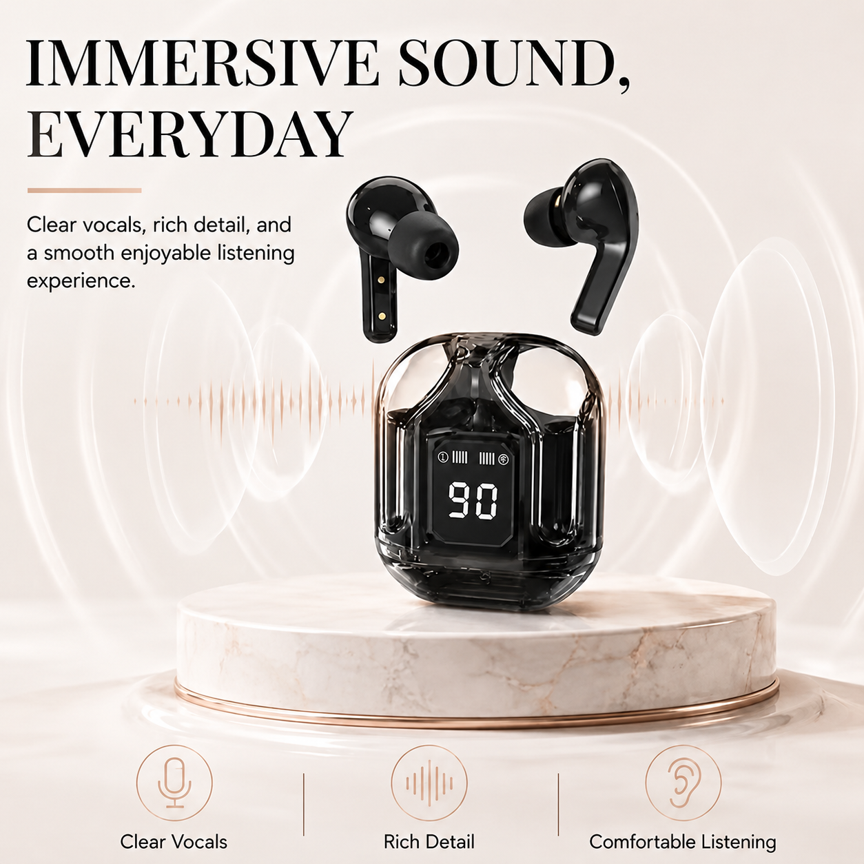 Mini Wireless Earbuds with LED Charging Case