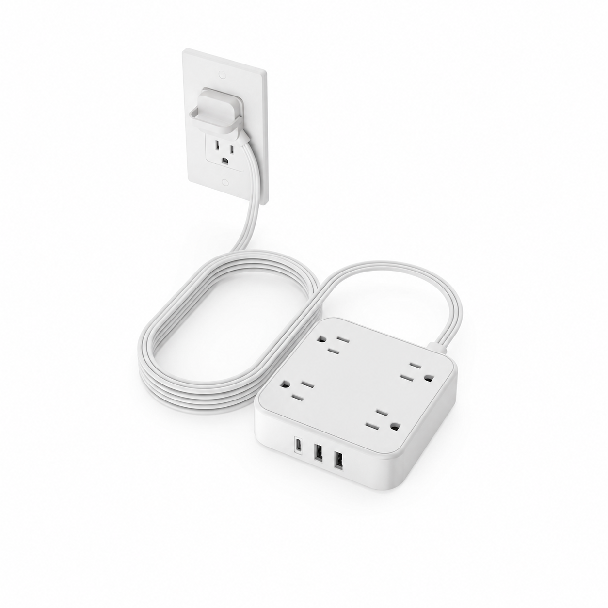 Flat Plug Surge Protector Power Strip