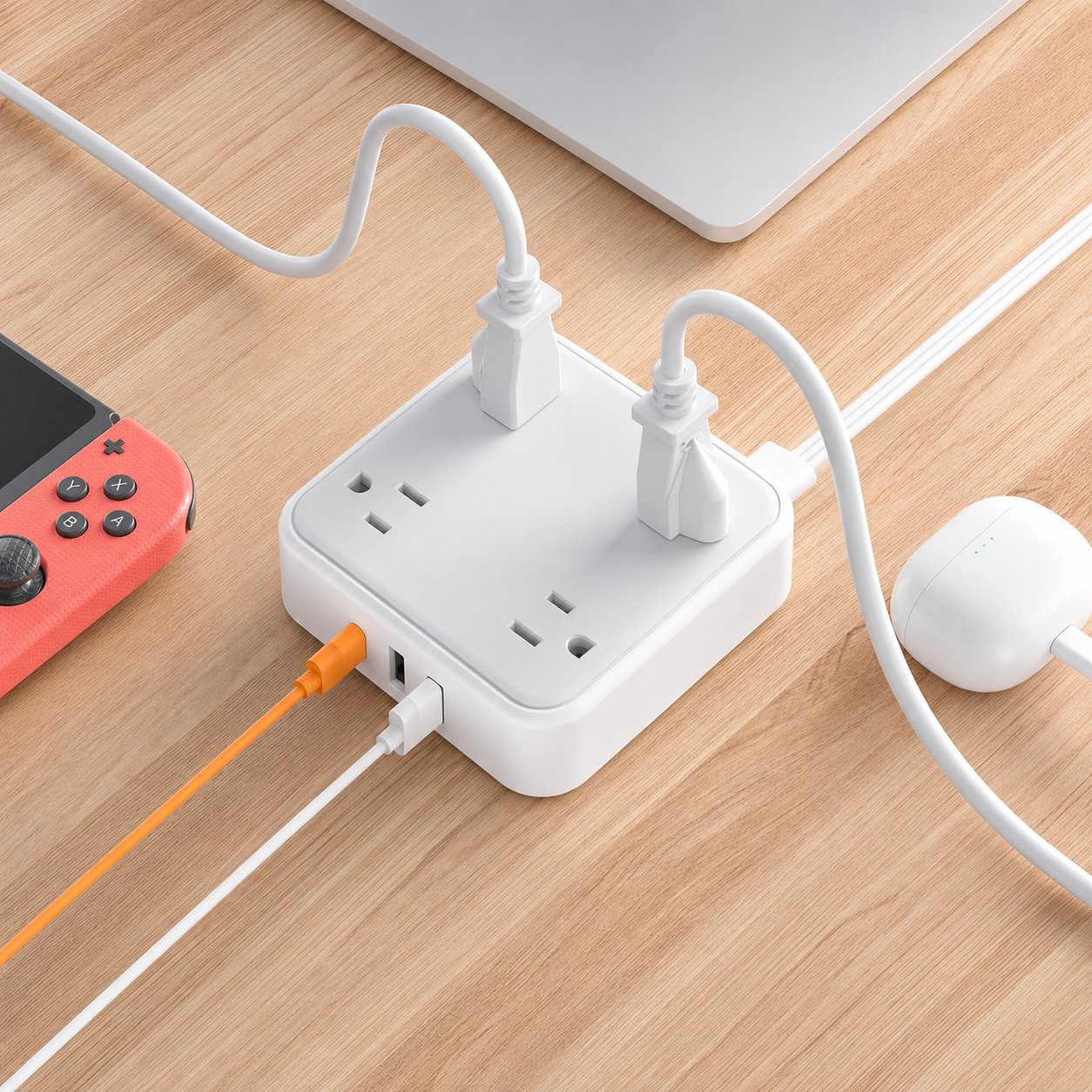 Flat Plug Surge Protector Power Strip