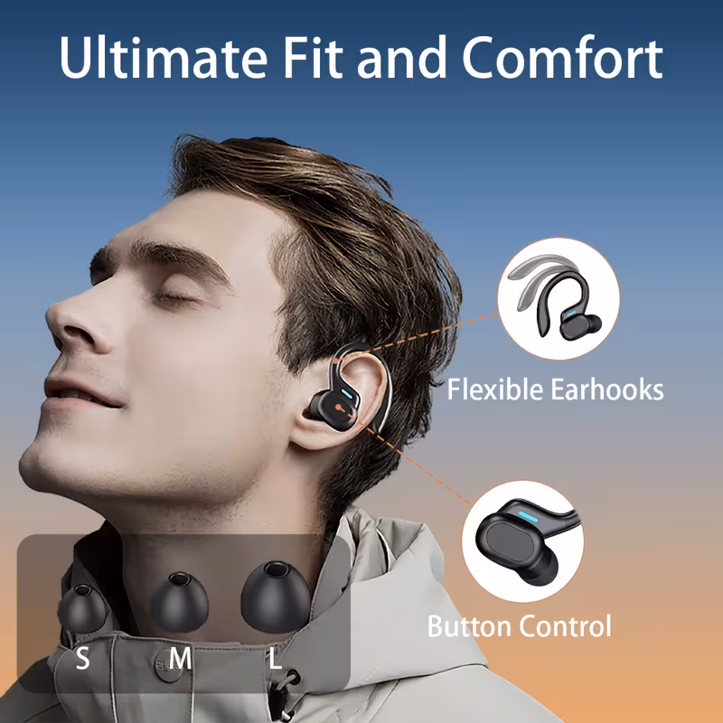  wireless running earbuds with earhooks wireless headphones for sports dual led display   built in microphone Product details 6
