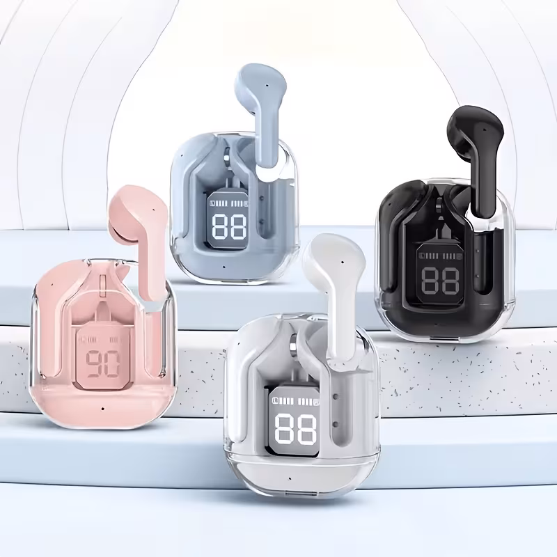   tws hi fi stereo wireless earbuds in ear sports gaming headphones with voice call noise reduction in ear earbuds with charging and led   music lovers for iphone for   perfect gift for women Product details 1