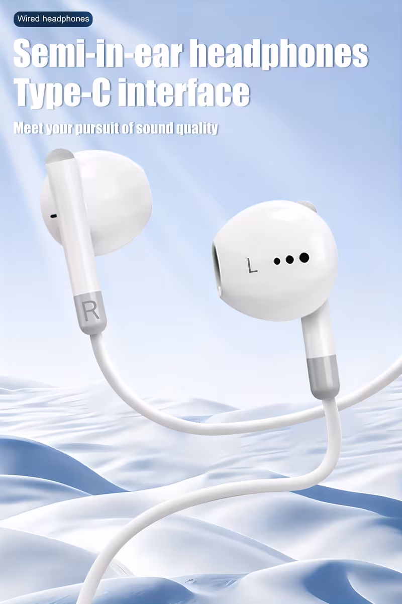yuaovcq type c     wired earphones in ear headphones for mobile phones gaming earbuds with call noise cancellation high   powerful   colorful call stereo earphones suitable as a gift for men and women Product details 1