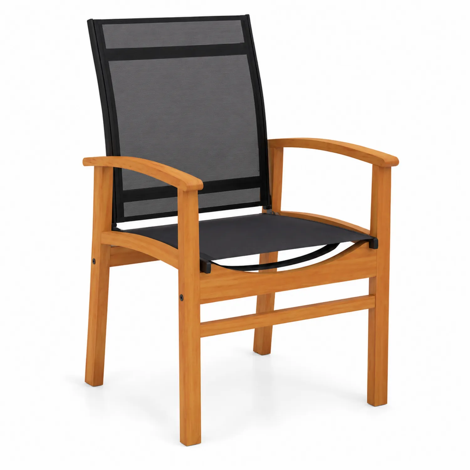 Chaise en bois d'acacia et textilène noir