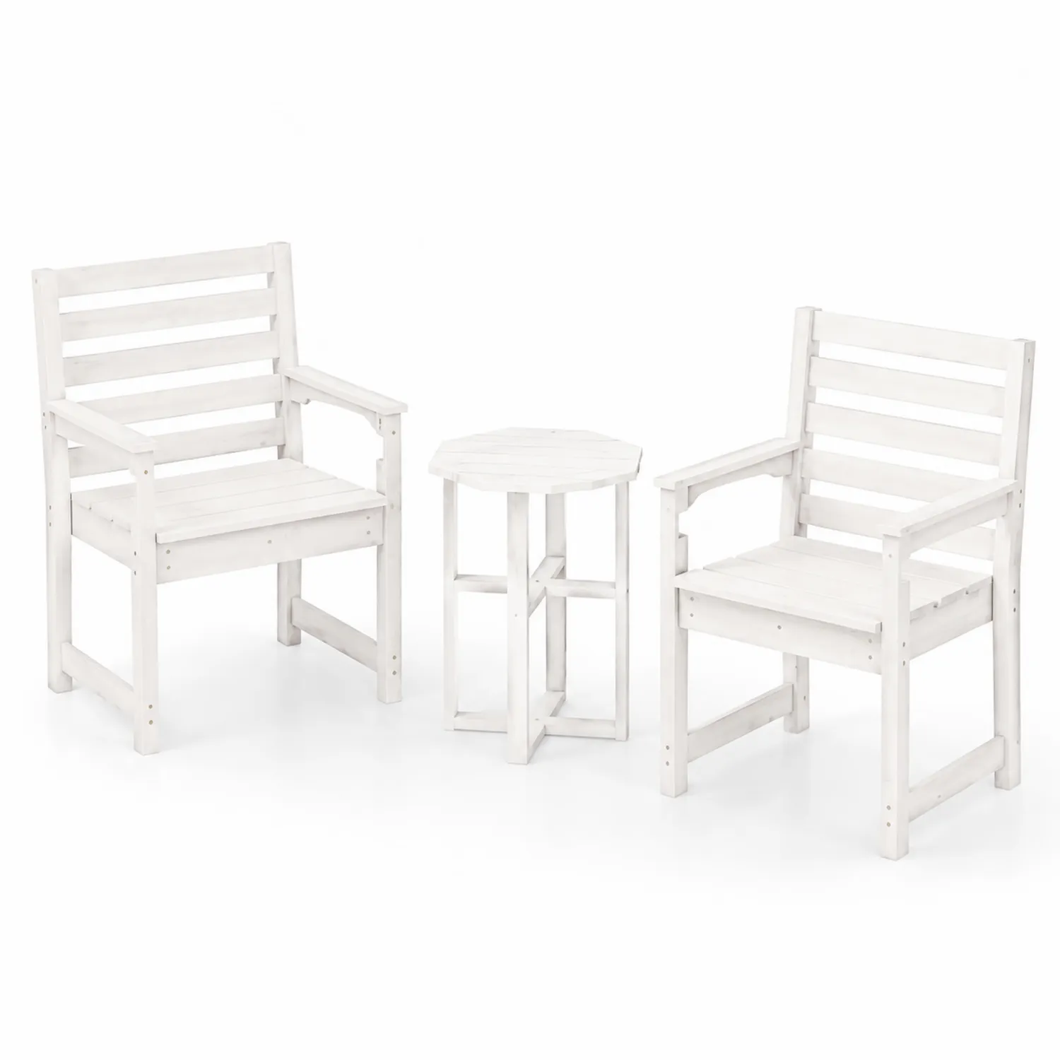 Ensemble de chaises et table en bois de pin Blanc