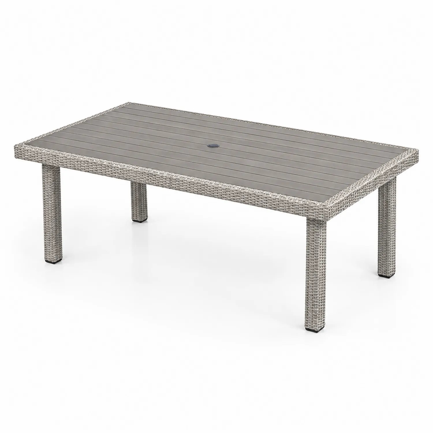 Table de repas de patio en résine tressée et aluminium Gris 180x90x75 cm