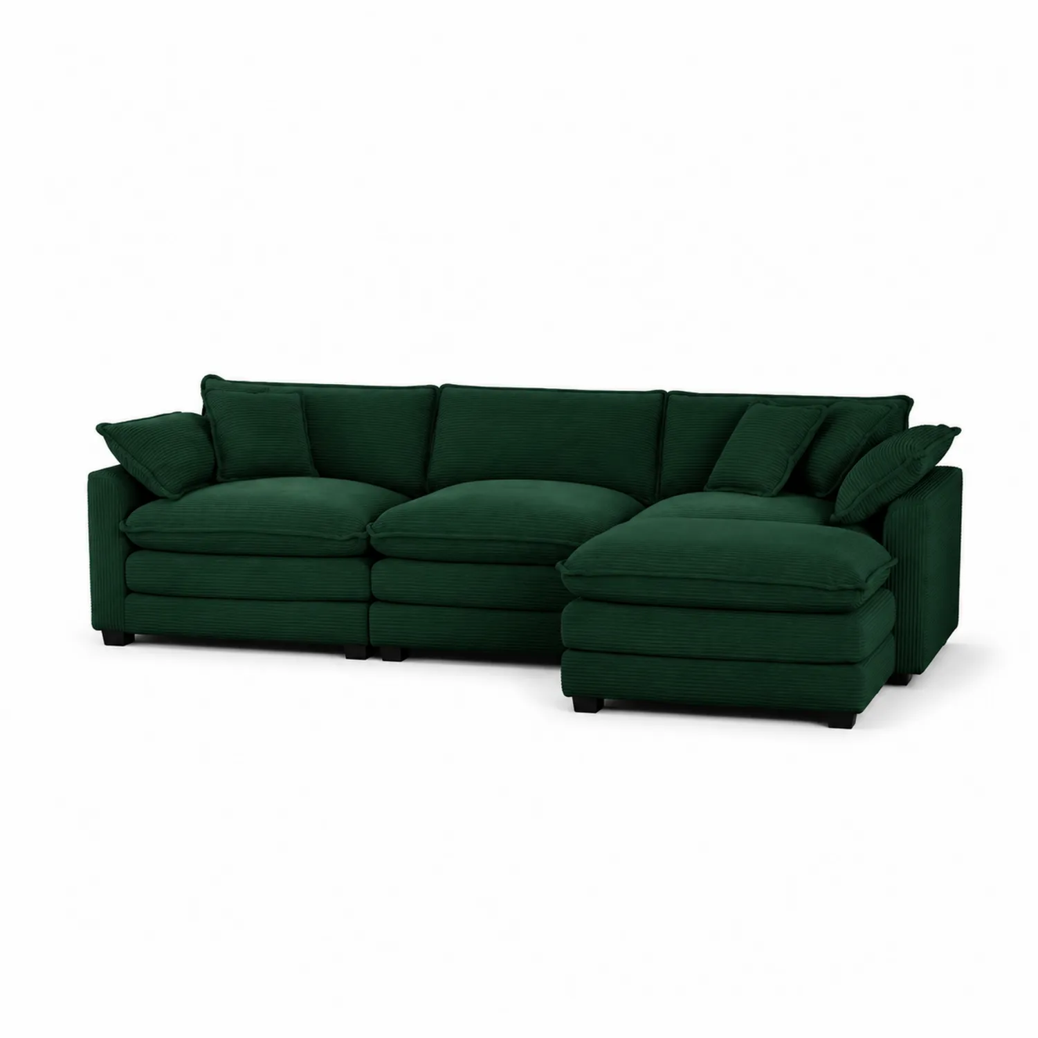 Canapé d'angle en velours côtelé vert 300x160 cm