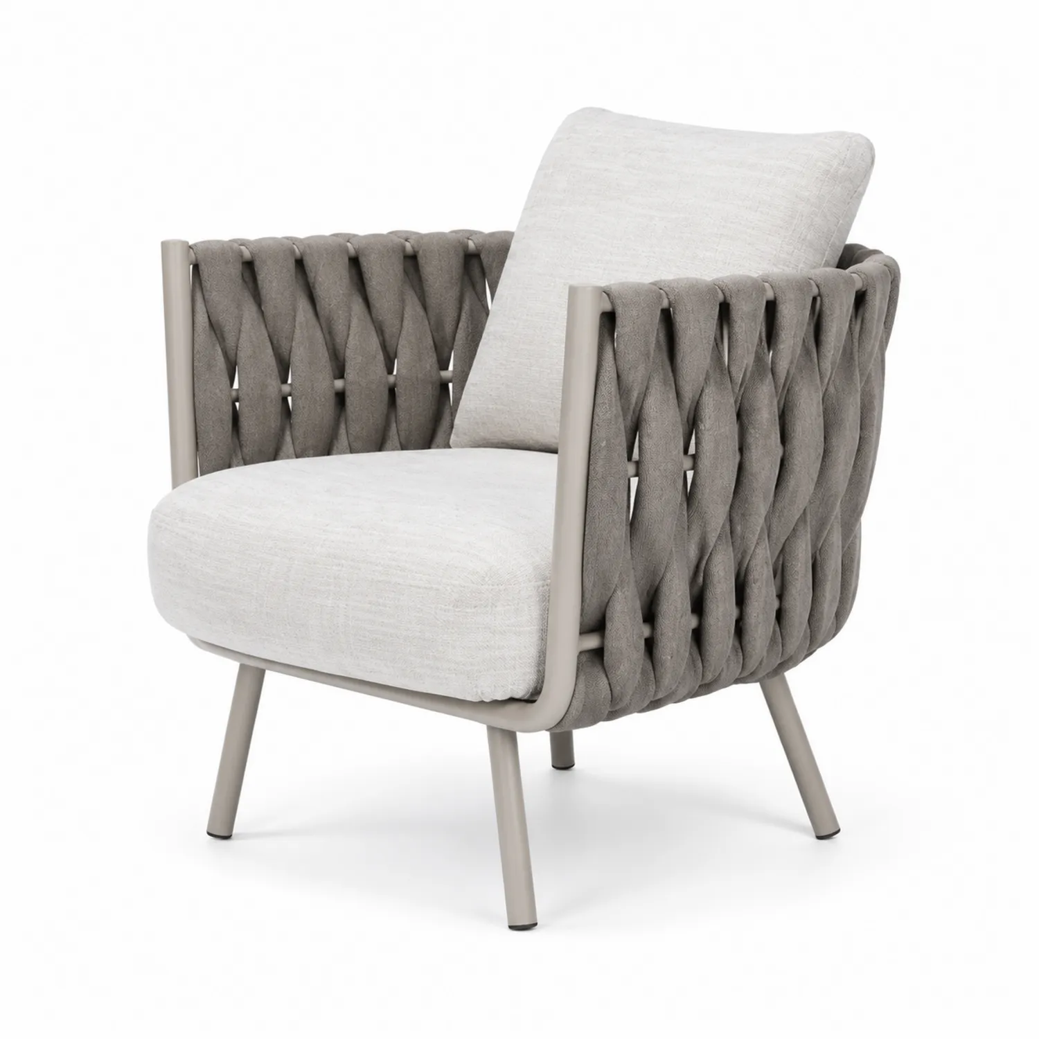 Fauteuil en aluminium et tissu gris clair