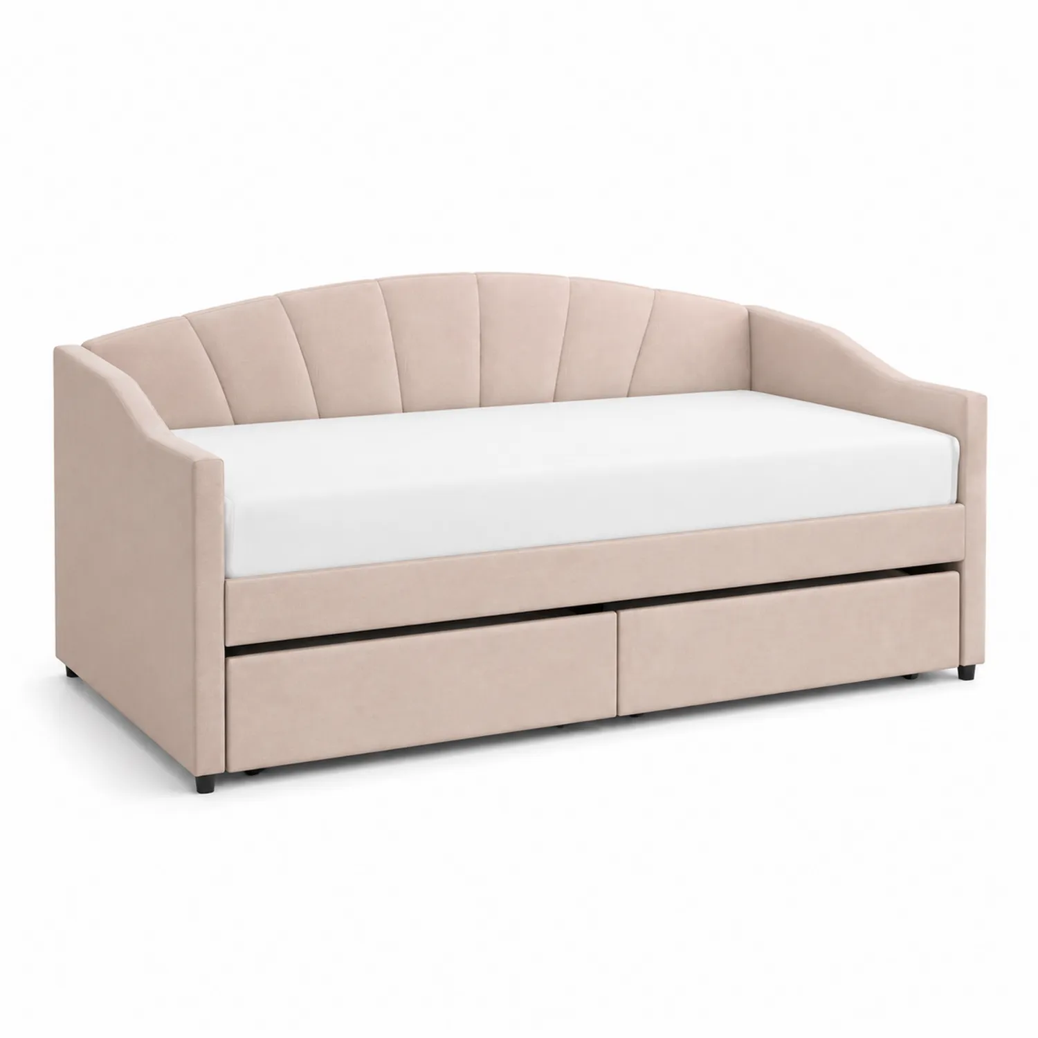 Lit de repos en velours Beige avec tiroirs
