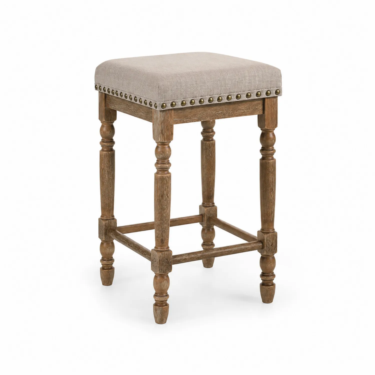 Tabouret de bar en bois avec assise en polyester beige