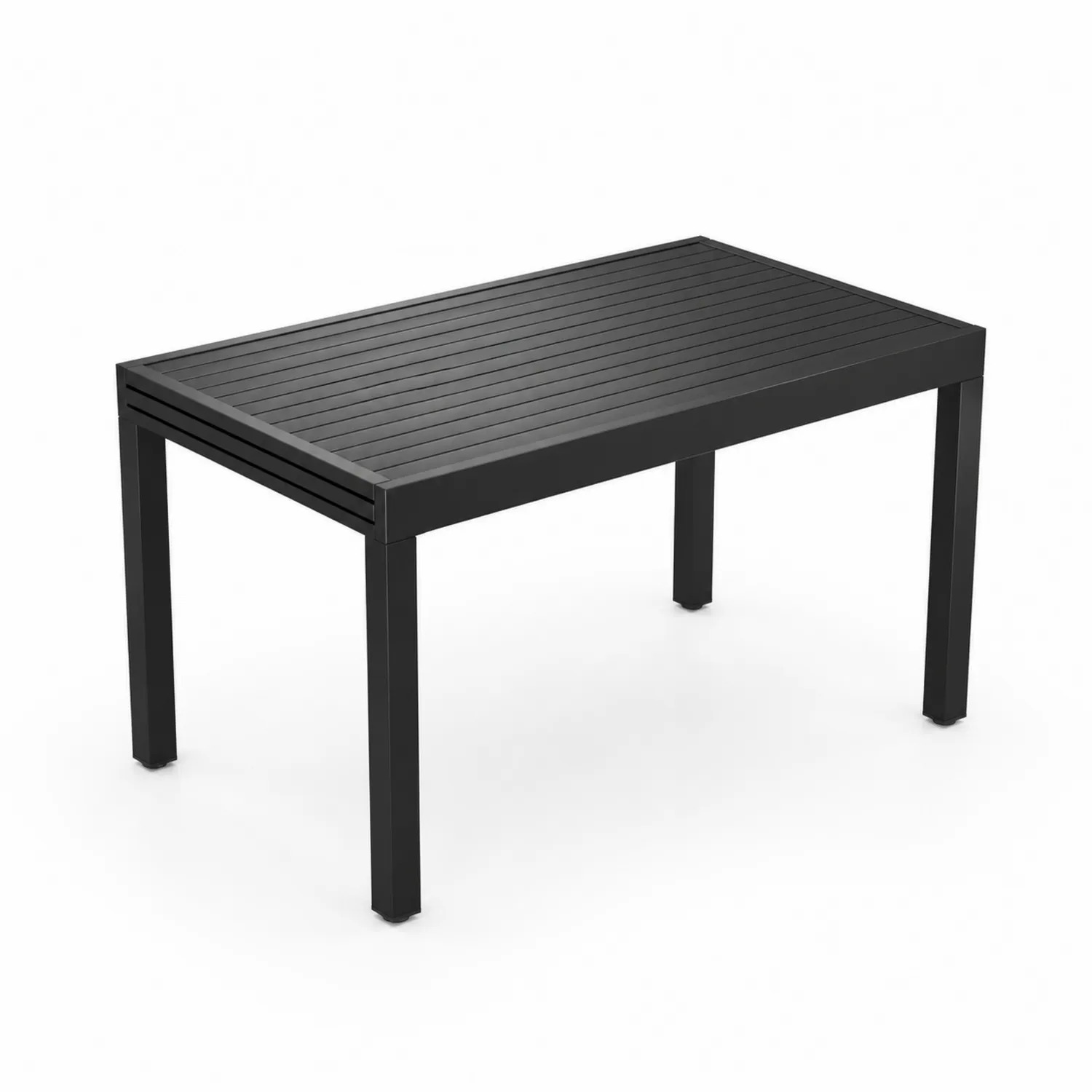 Table de repas rectangulaire en aluminium noir 150x90x75 cm