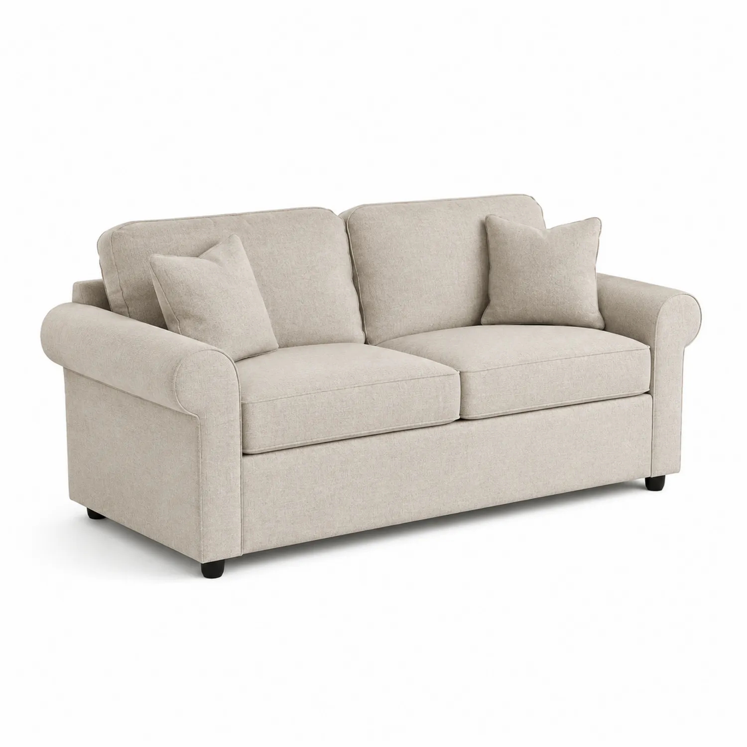 Canapé 3 places en tissu beige avec coussins