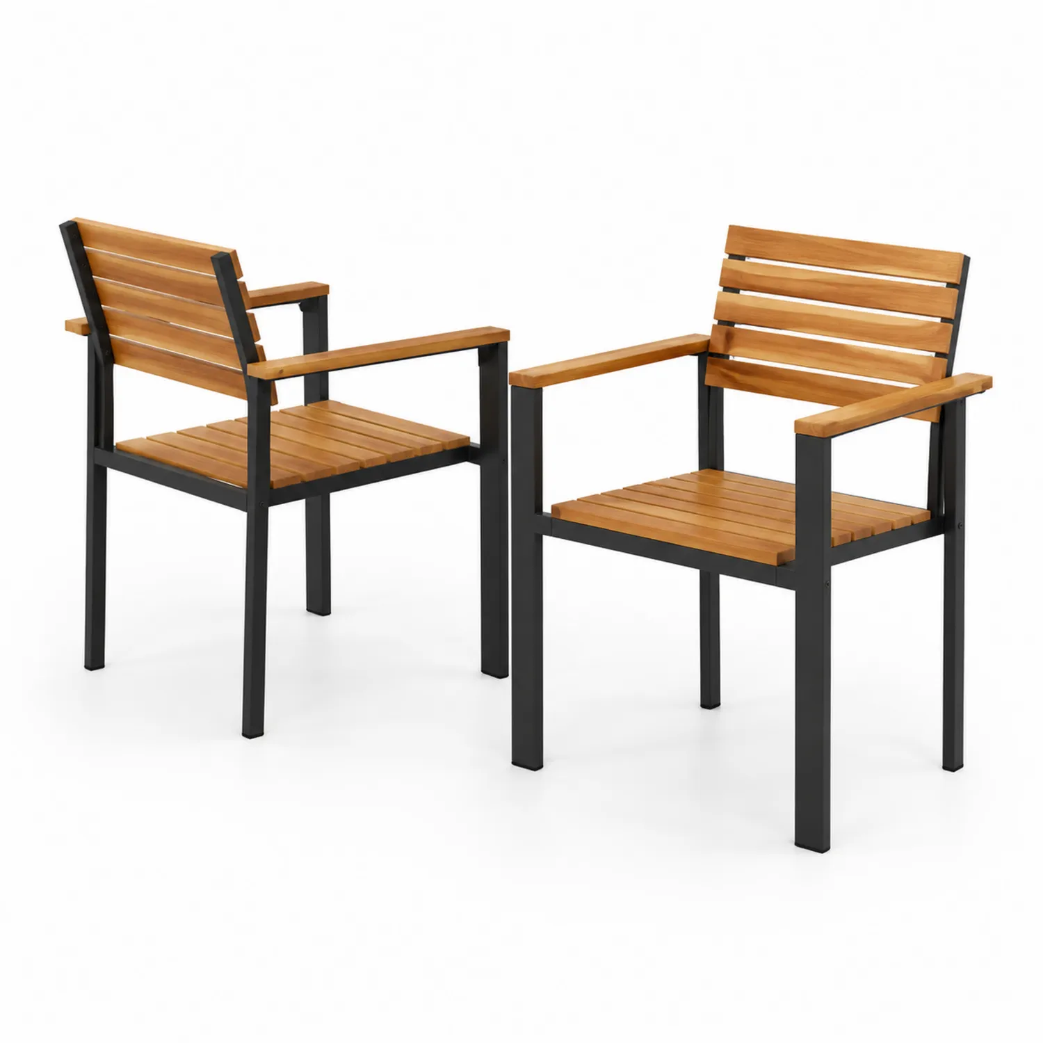 Lot de 2 chaises en bois et métal noir