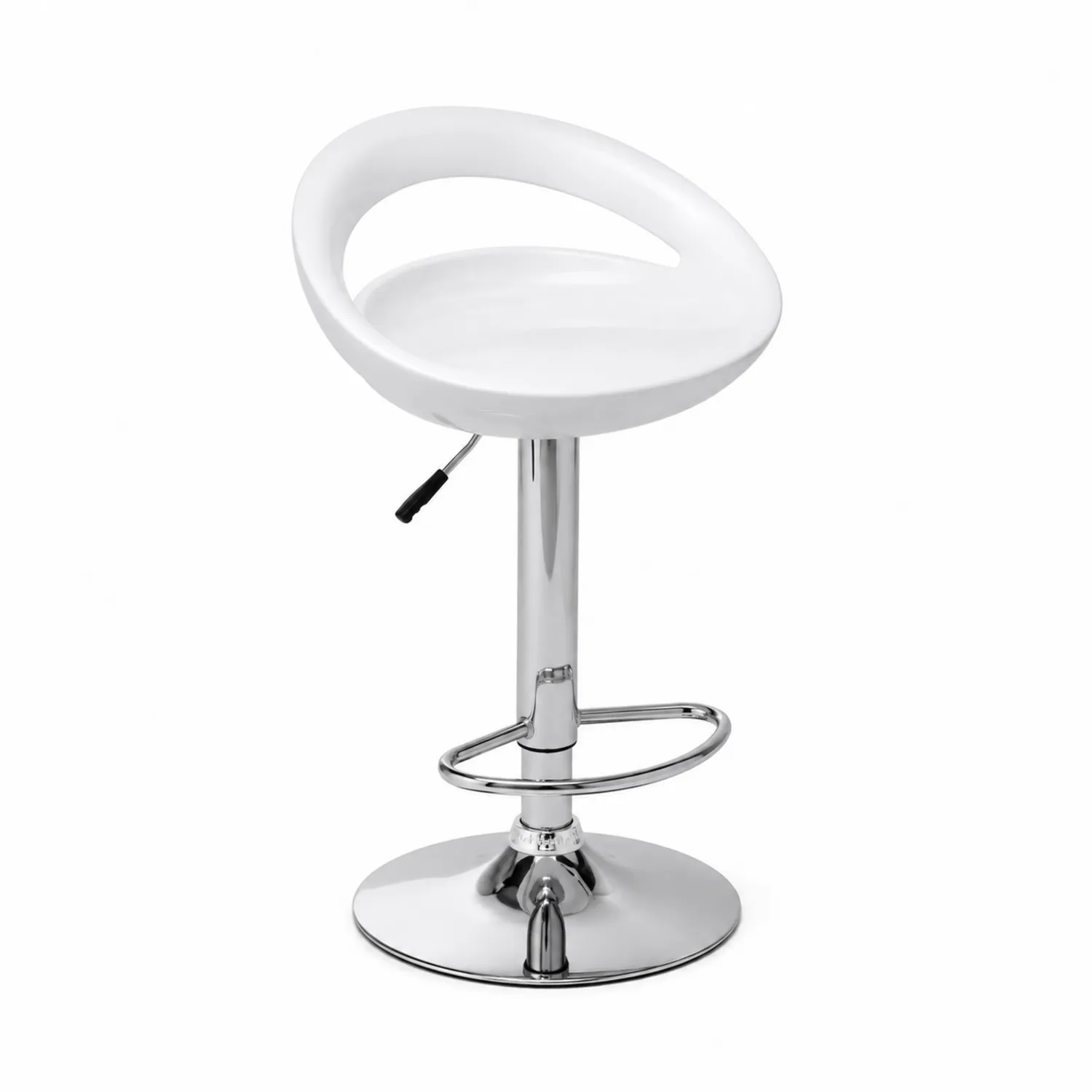 Tabouret de bar réglable en PU blanc avec base chromée