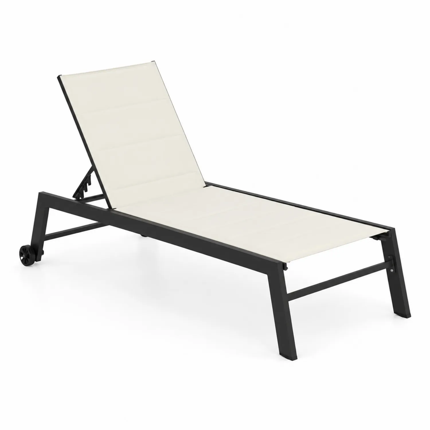 Chaise longue extérieure réglable en acier et textilène crème