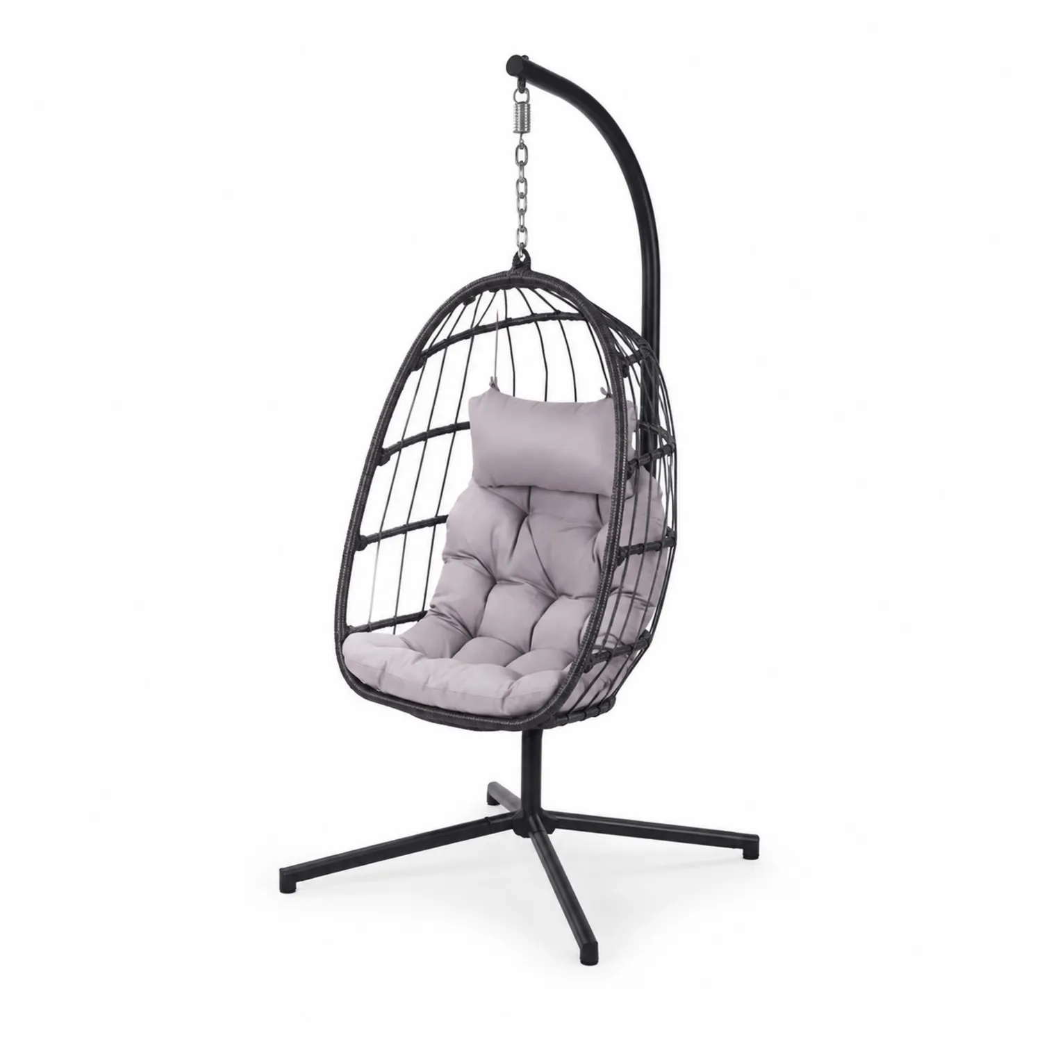 Chaise suspendue en métal avec coussin en polyester Gris
