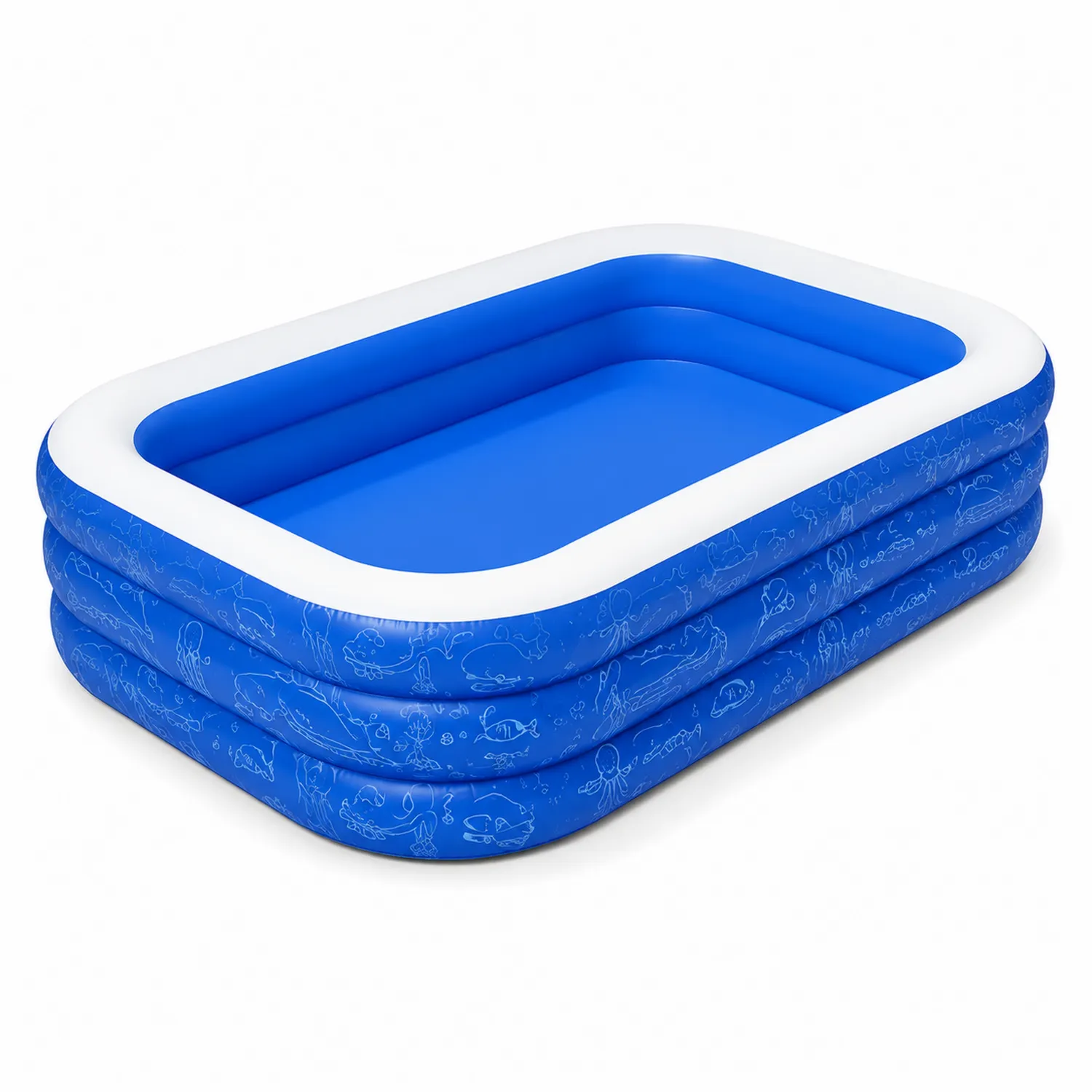 Piscine Gonflable Rectangulaire en PVC Bleu et Blanc 262x175x51 cm