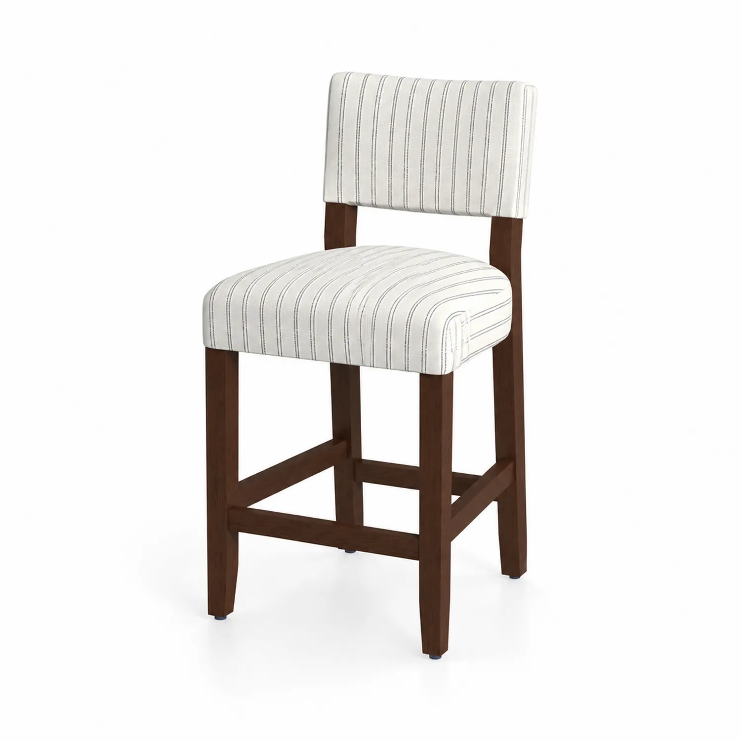 Chaise de bar en bois et tissu rayé blanc