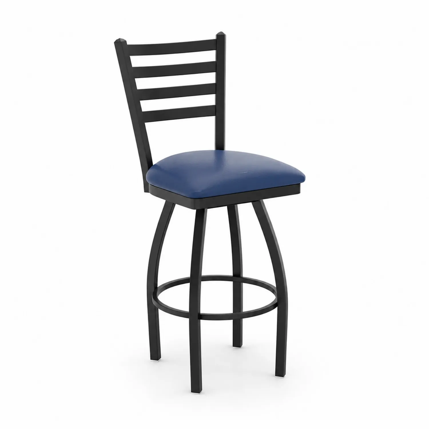 Tabouret de bar en métal noir avec assise en PU bleu