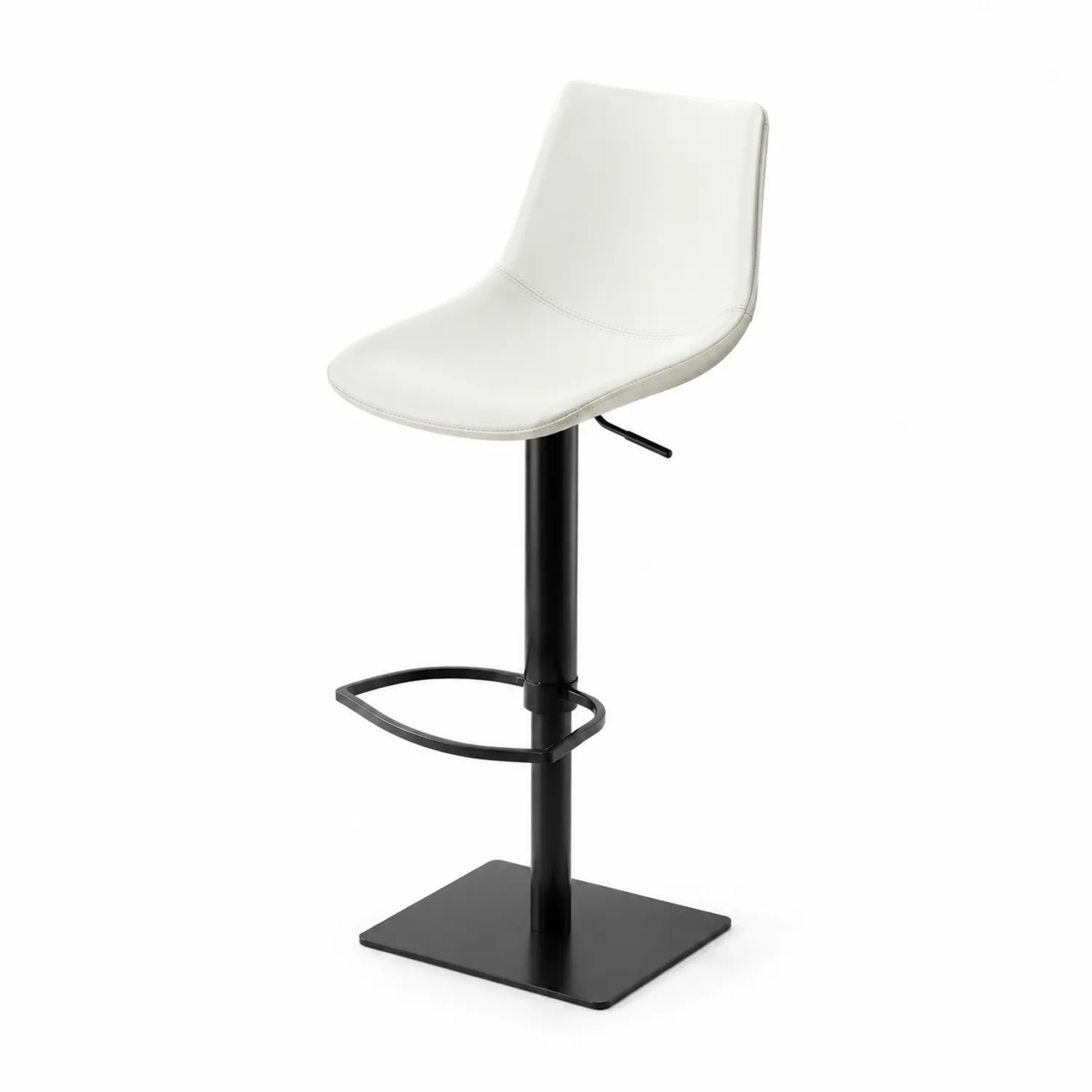Tabouret de bar en cuir PU blanc avec structure en métal noir