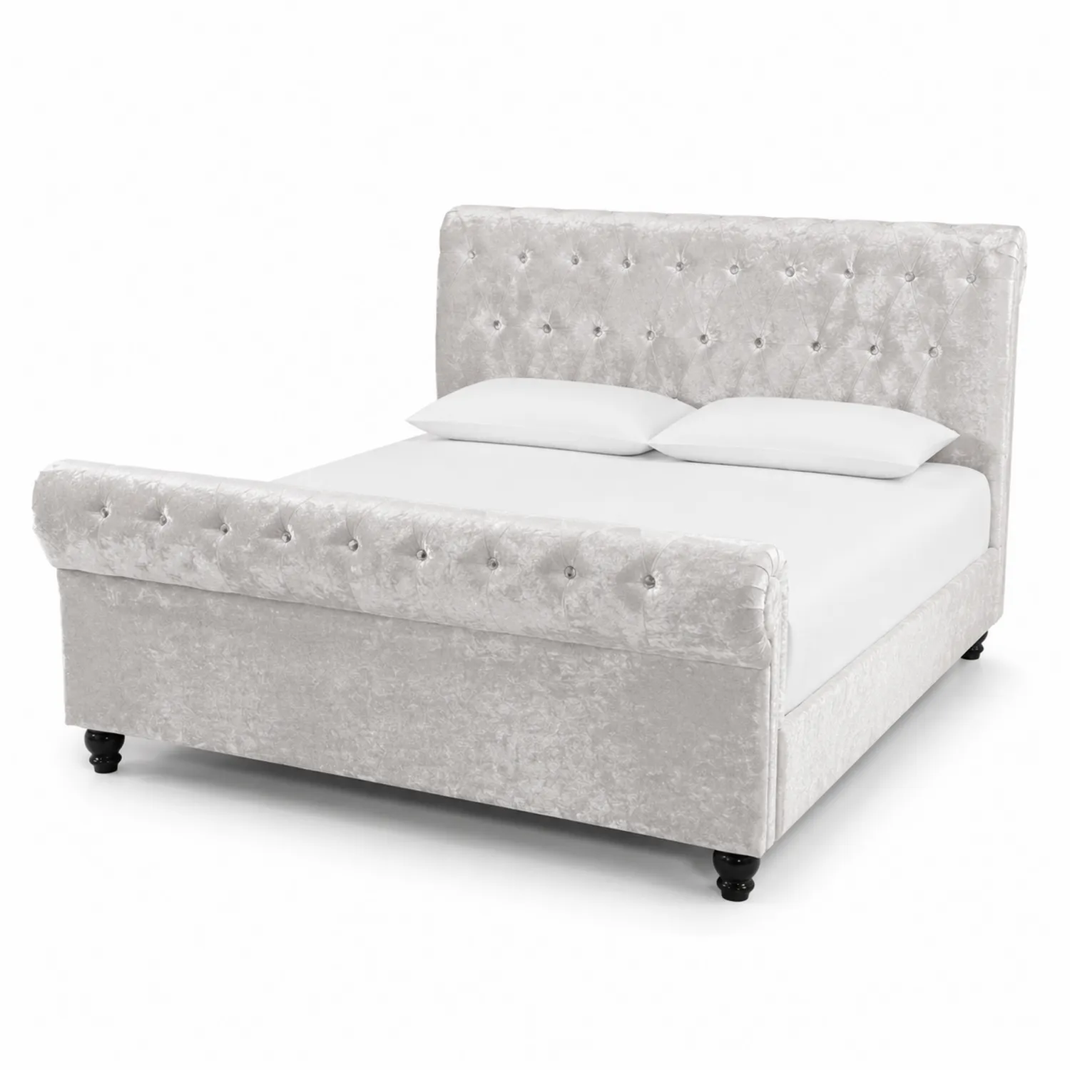 Lit double en tissu velours avec capitonnage 200x160 cm
