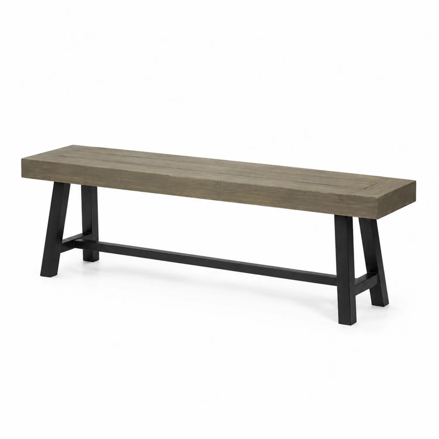 Banc rectangulaire en bois et métal 180x35x45 cm