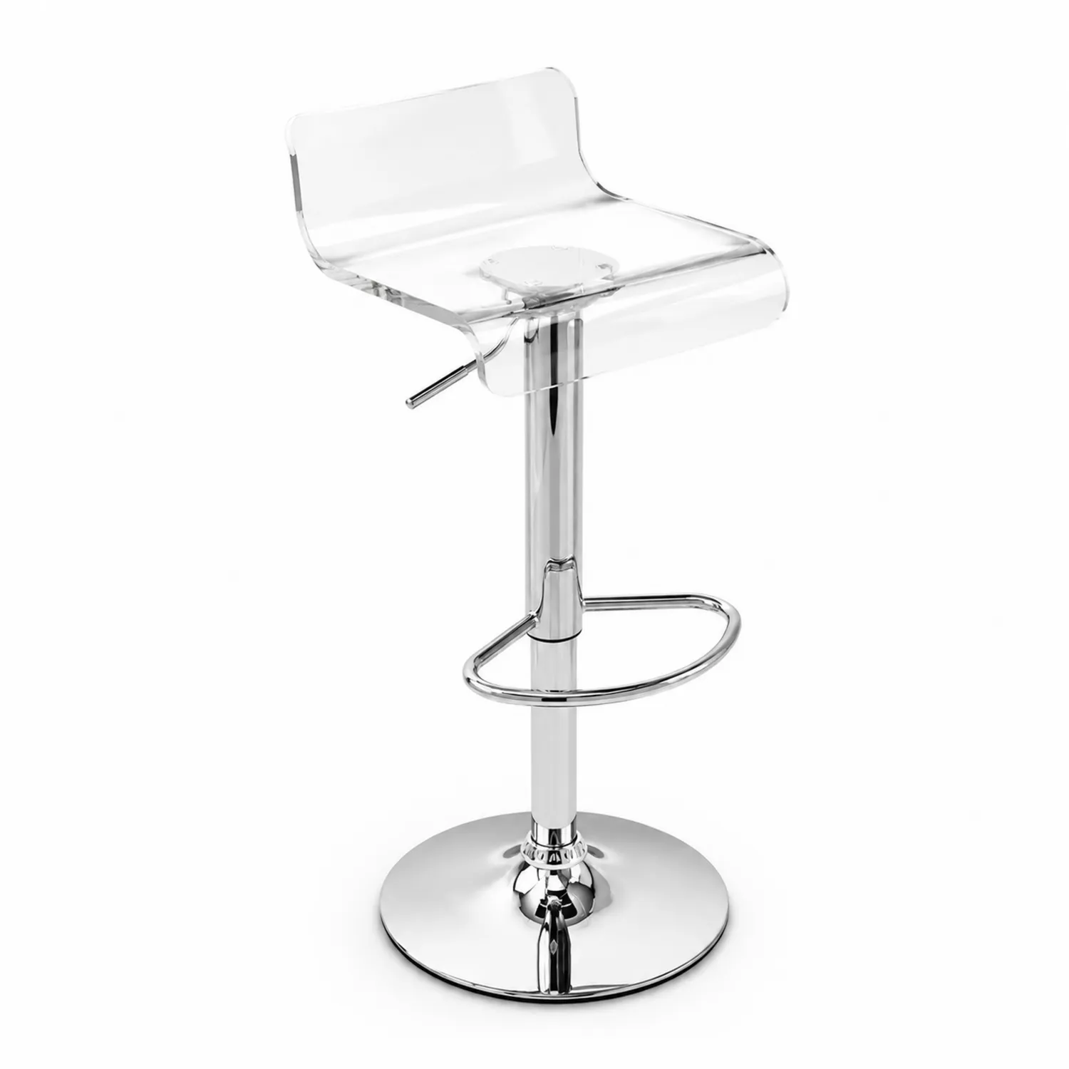 Tabouret de bar en acrylique transparent et métal chromé