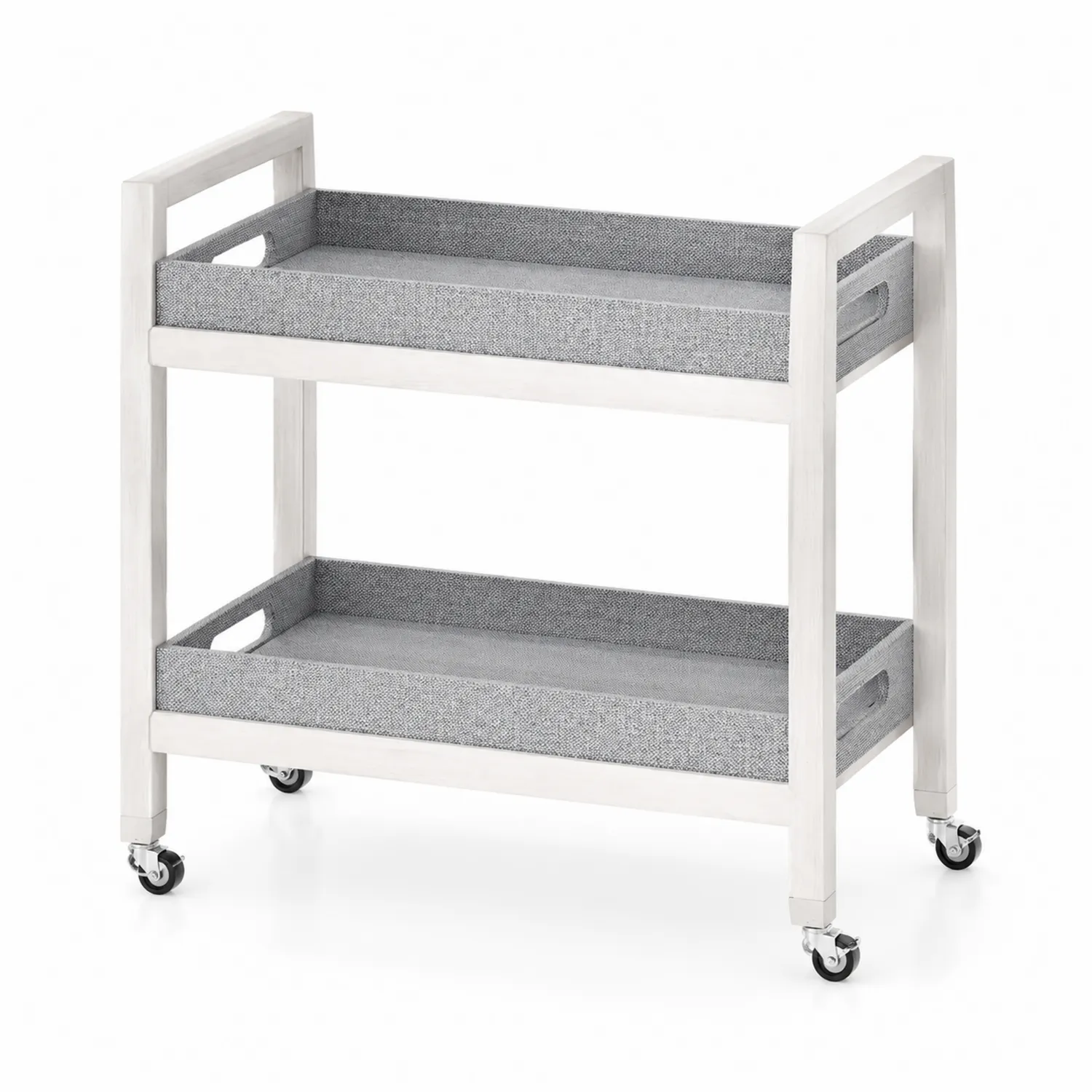Chariot de service Bois et Tissu Gris