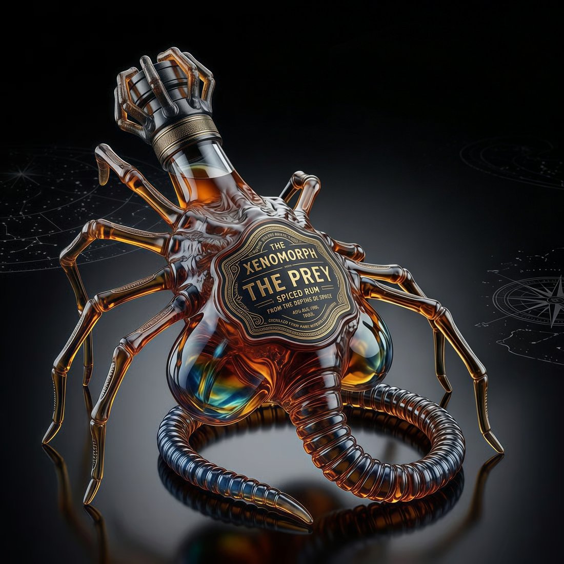 The Facehugger Black Spiced Rum 3D Sculpted Facehugger Collector's Edition Bottle