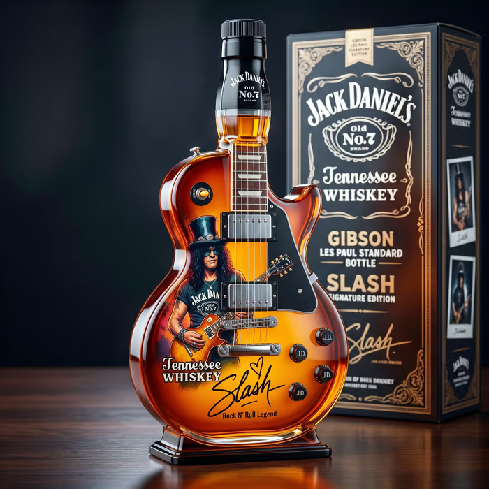 🎁 Father’s Day 👨‍🎤🤘Appetite for Rock: Vintage Sunburst Guitar Figurine Spirit Bottle🎸✨