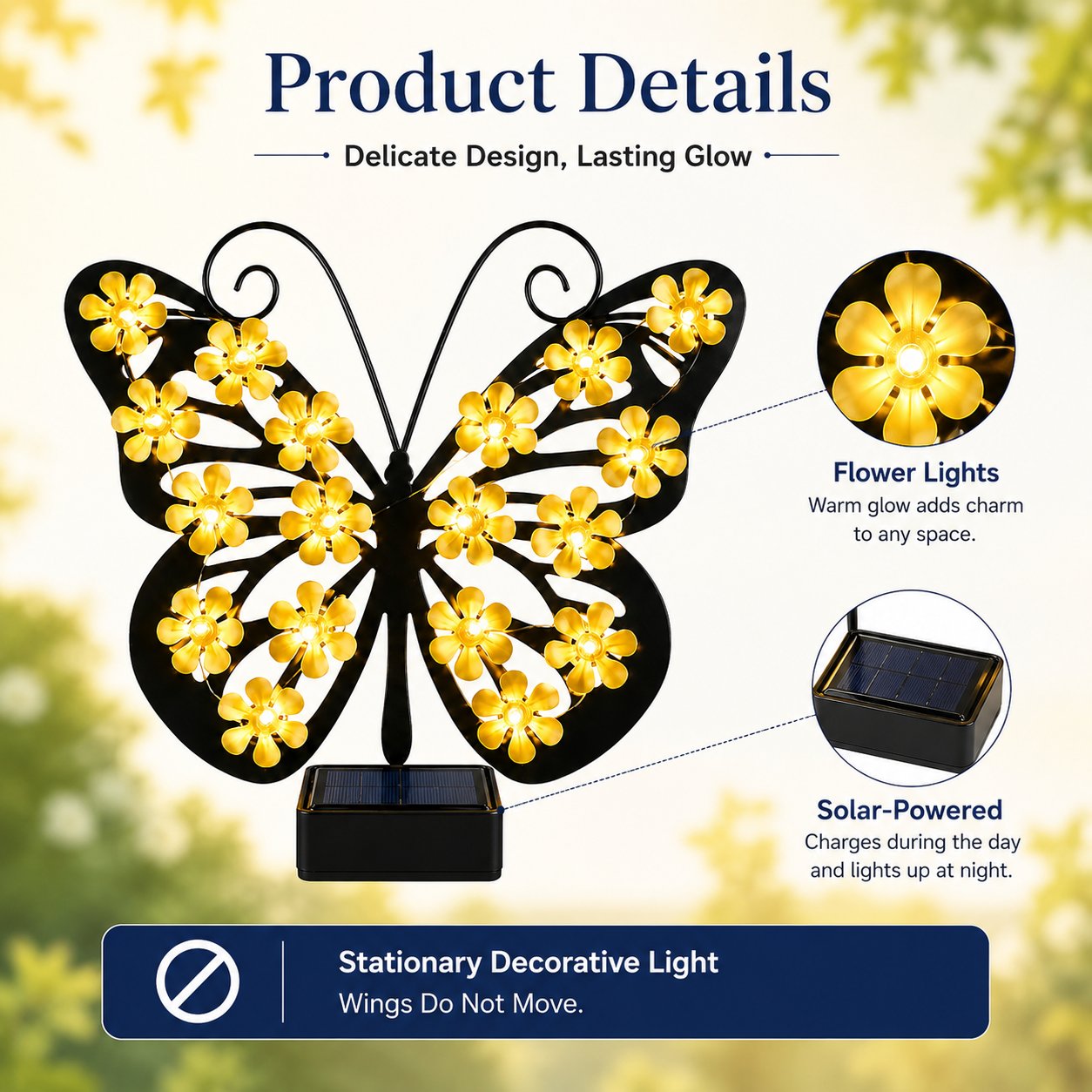 🦋 Solar Butterfly Garden Light - Warm Glow Outdoor Fence Decor