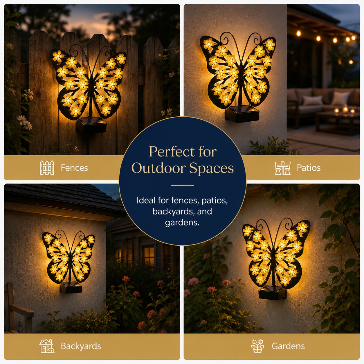 🦋 Solar Butterfly Garden Light - Warm Glow Outdoor Fence Decor