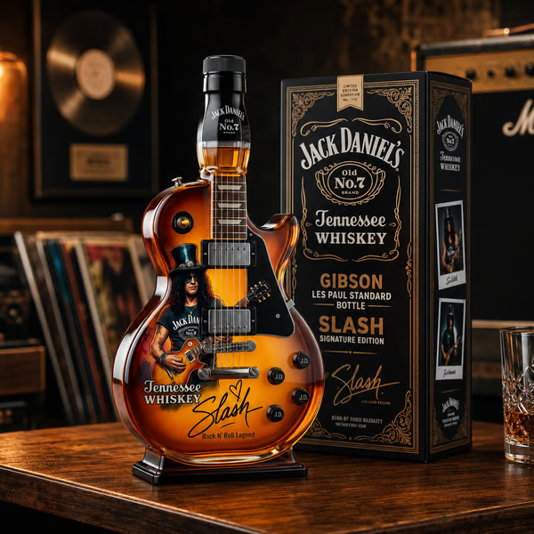 🎁 Father’s Day 👨‍🎤🤘Appetite for Rock: Vintage Sunburst Guitar Figurine Spirit Bottle🎸✨