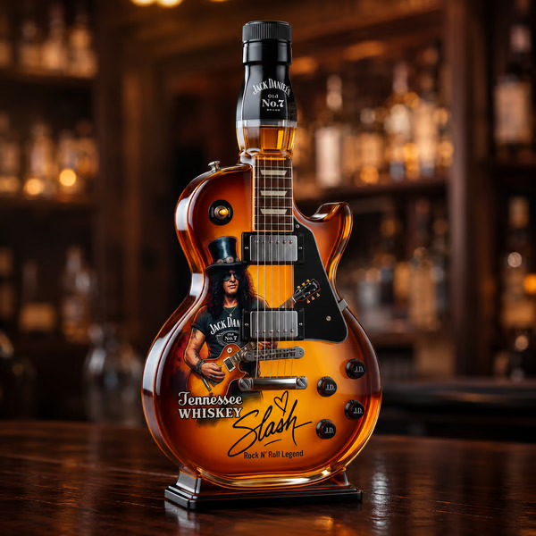 🎁 Father’s Day 👨‍🎤🤘Appetite for Rock: Vintage Sunburst Guitar Figurine Spirit Bottle🎸✨