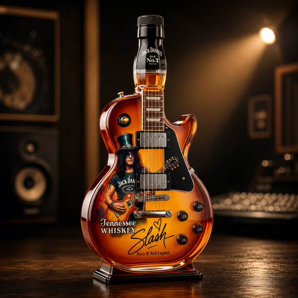 🎁 Father’s Day 👨‍🎤🤘Appetite for Rock: Vintage Sunburst Guitar Figurine Spirit Bottle🎸✨