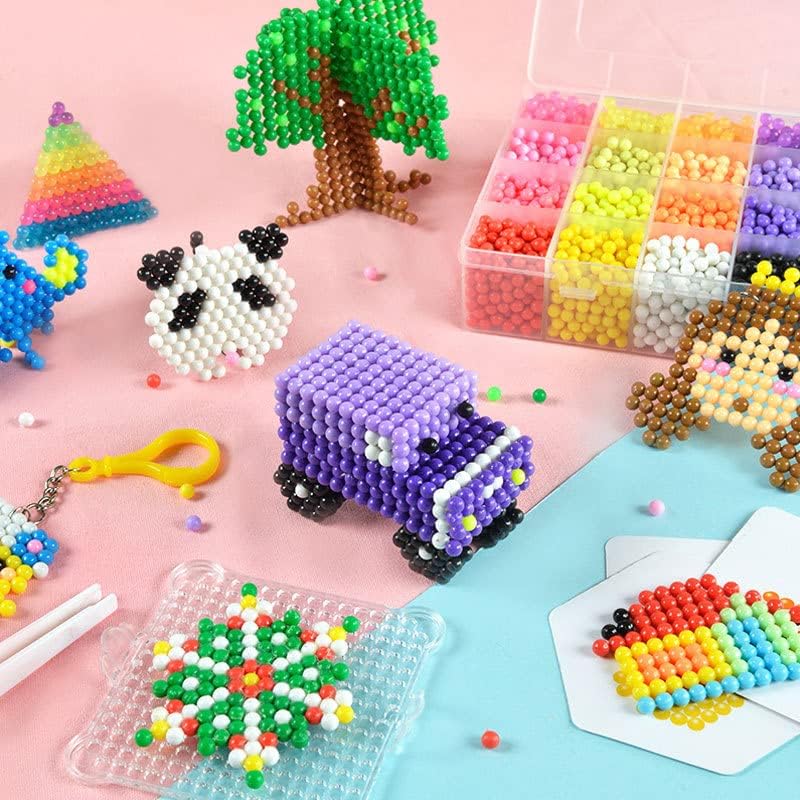 Aqua Water Mist Magic Beads Kit – 2200/3000Pcs No-Iron Fuse Bead Craft Set for Kids